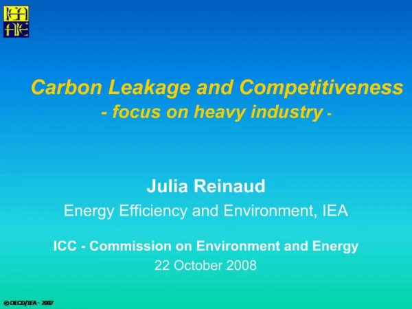 Carbon Leakage and Competitiveness - focus on heavy industry -