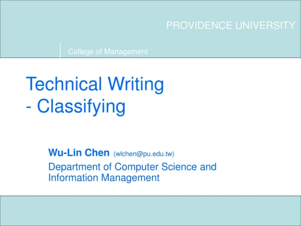 Technical Writing - Classifying