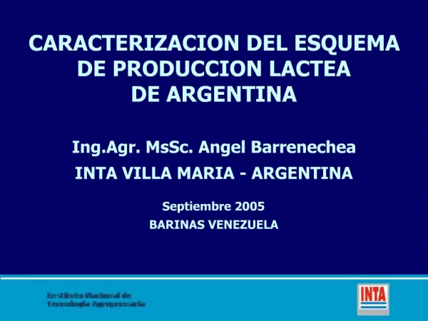 CARACTERIZACION DEL ESQUEMA DE PRODUCCION LACTEA DE ARGENTINA