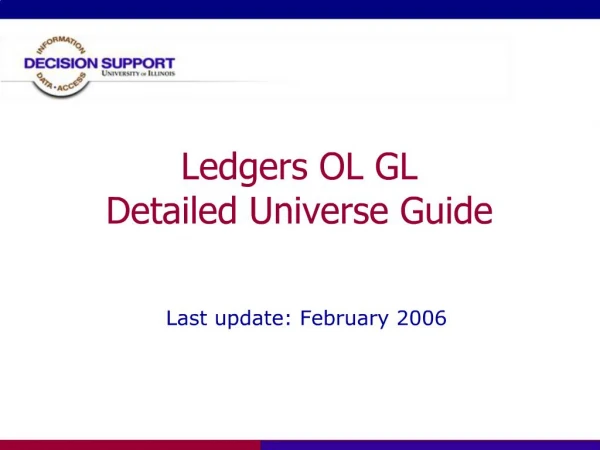 Ledgers OL GL Detailed Universe Guide