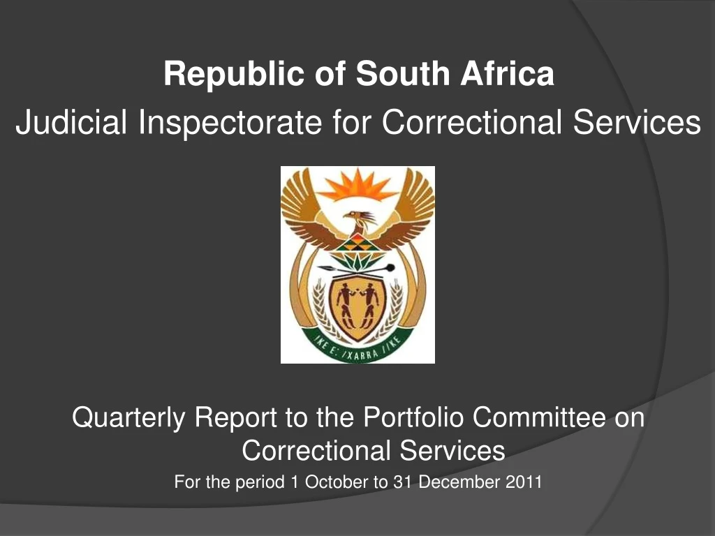 republic of south africa judicial inspectorate