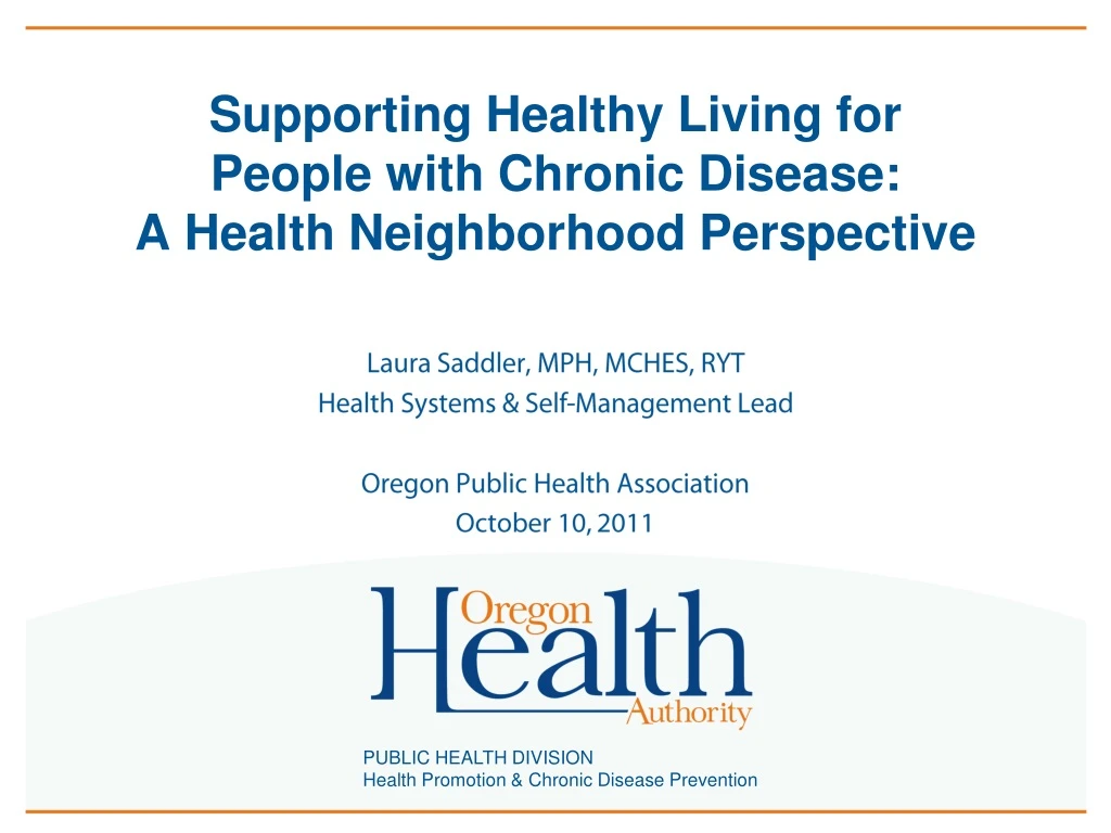 supporting healthy living for people with chronic disease a health neighborhood perspective