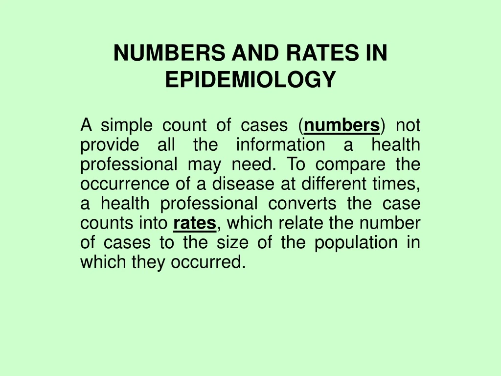 numbers and rates in epidemiology