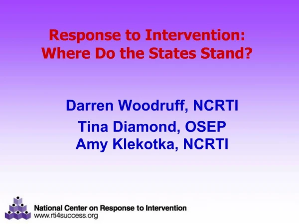 Response to Intervention: Where Do the States Stand