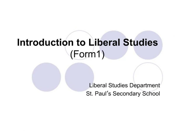 Introduction to Liberal Studies Form1
