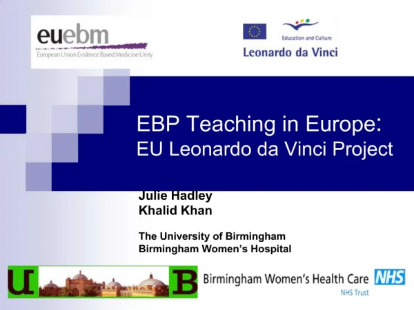 EBP Teaching in Europe: EU Leonardo da Vinci Project