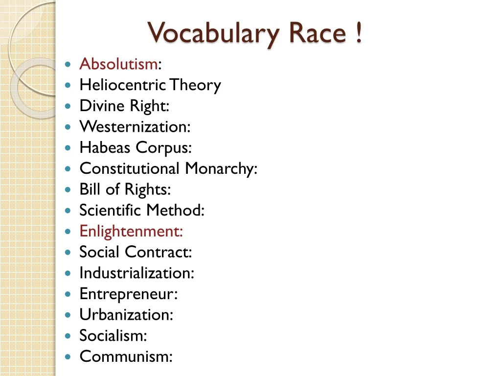 vocabulary race