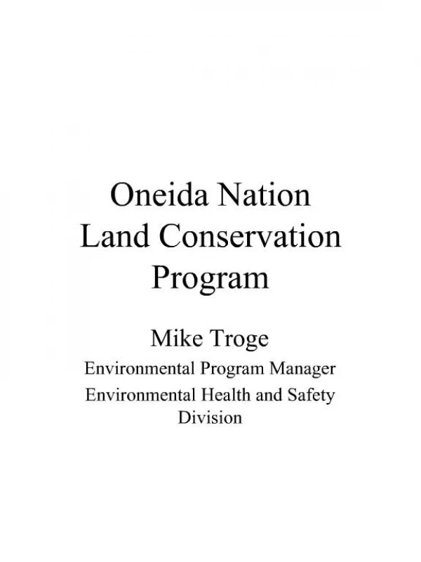 Oneida Nation Land Conservation Program