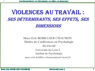 Violences au travail : ses d terminants, ses effets, ses dimensions - slide 1
