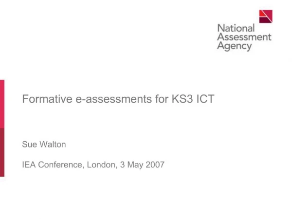 Formative e-assessments for KS3 ICT