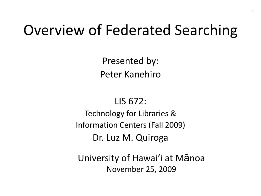 overview of federated searching