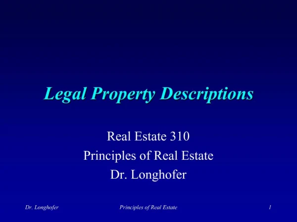Legal Property Descriptions