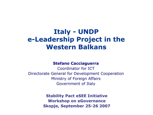 Italy - UNDP e- Leadership Project in the Western Balkans