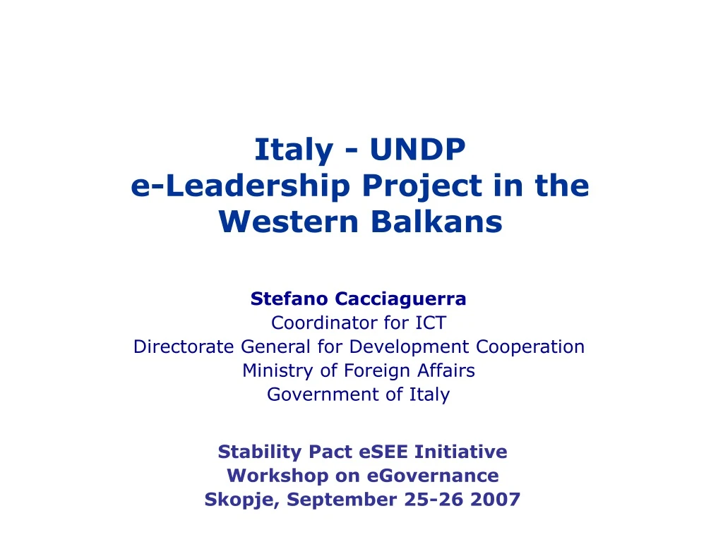 italy undp e leadership project in the western
