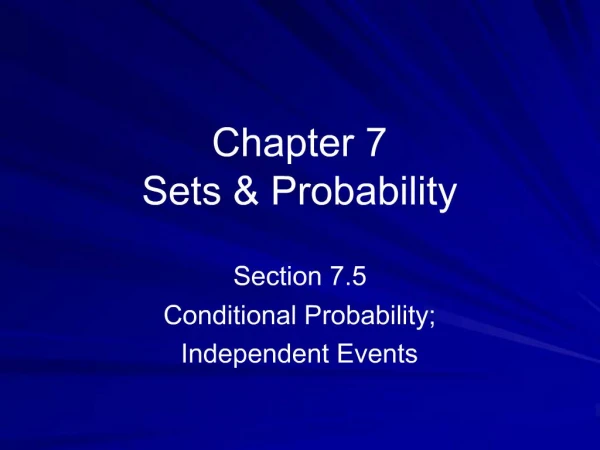 Chapter 7 Sets Probability