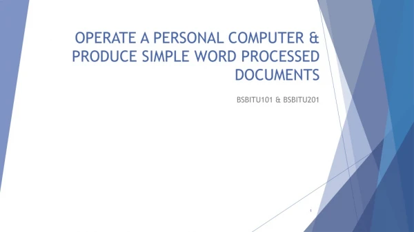 Operate a personal computer &amp; Produce simple word processed documents