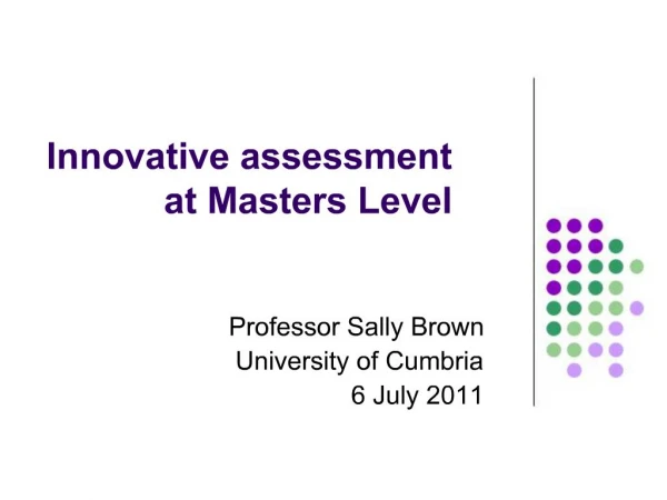Innovative assessment at Masters Level