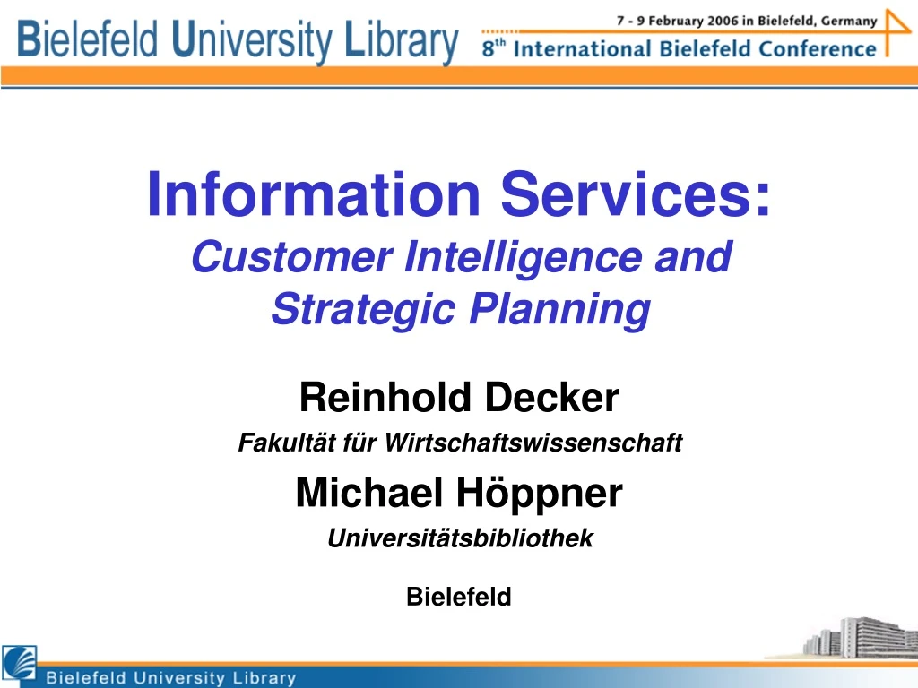 information services customer intelligence and strategic planning