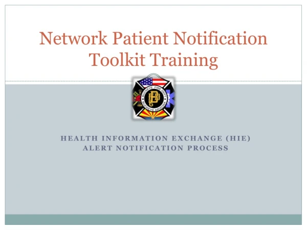 Network Patient Notification Toolkit Training