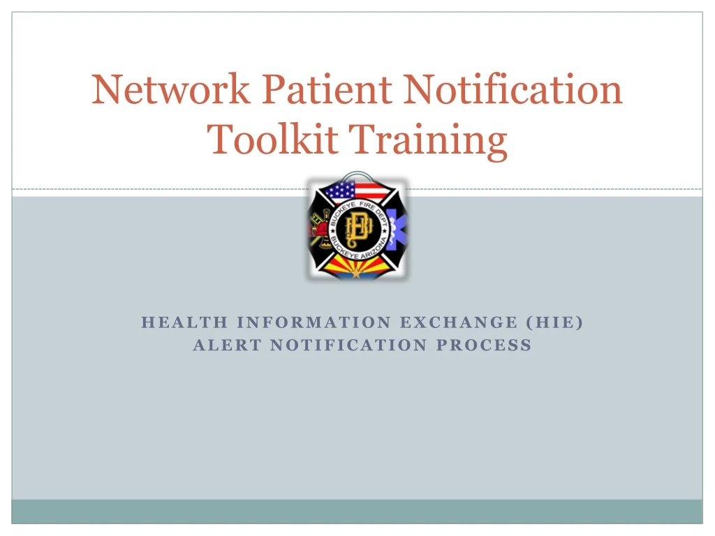 network patient notification toolkit training