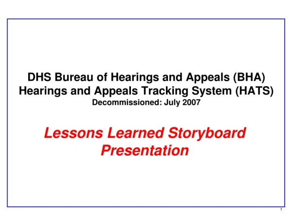 Lessons Learned Storyboard Presentation