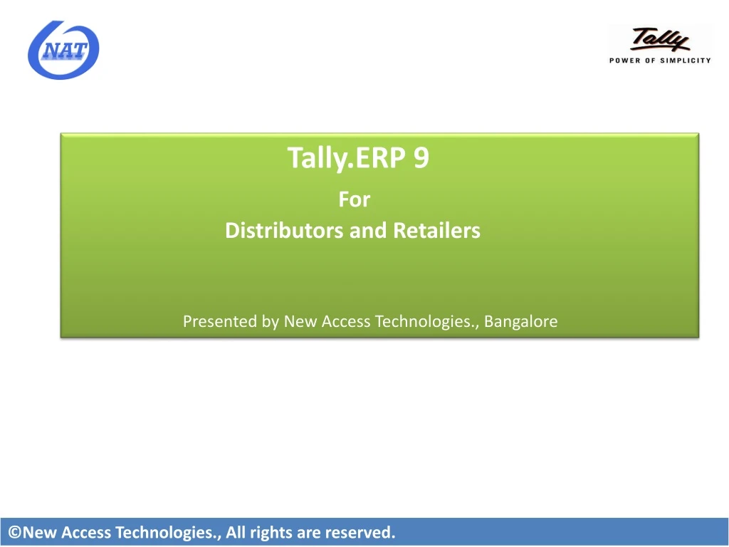 tally erp 9 for distributors and retailers