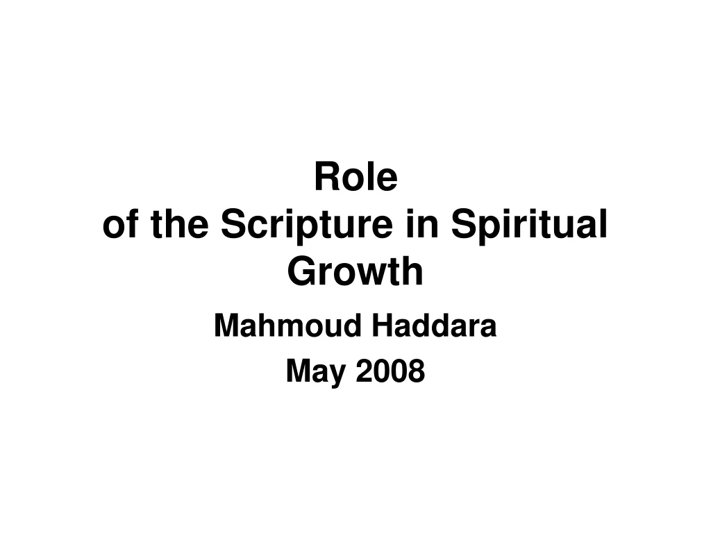 role of the scripture in spiritual growth
