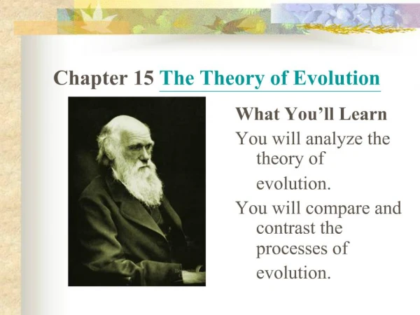 Chapter 15 The Theory of Evolution