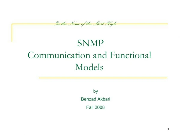 SNMP Communication and Functional Models