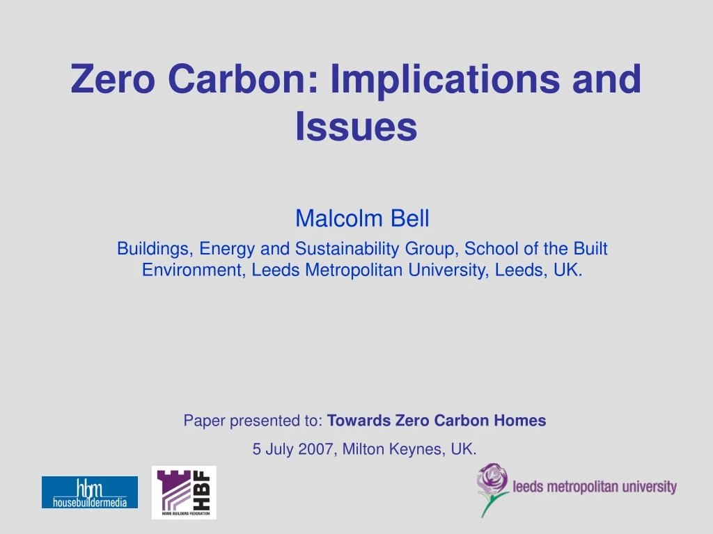 zero carbon implications and issues