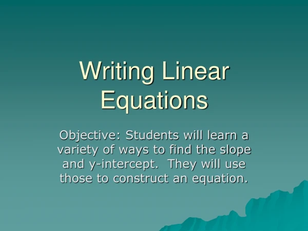 Writing Linear Equations