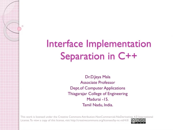 Interface Implementation Separation in C++