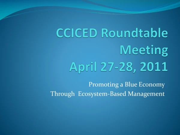 CCICED Roundtable Meeting April 27-28, 2011