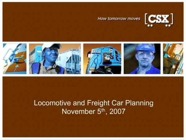 Locomotive and Freight Car Planning November 5th, 2007