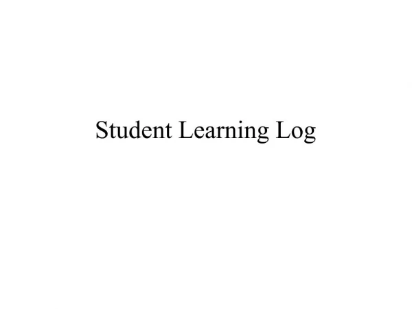 Student Learning Log