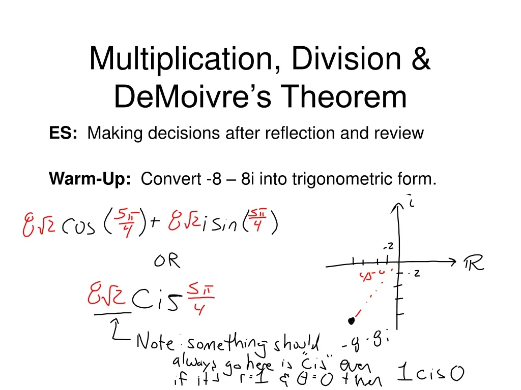 multiplication division demoivre s theorem