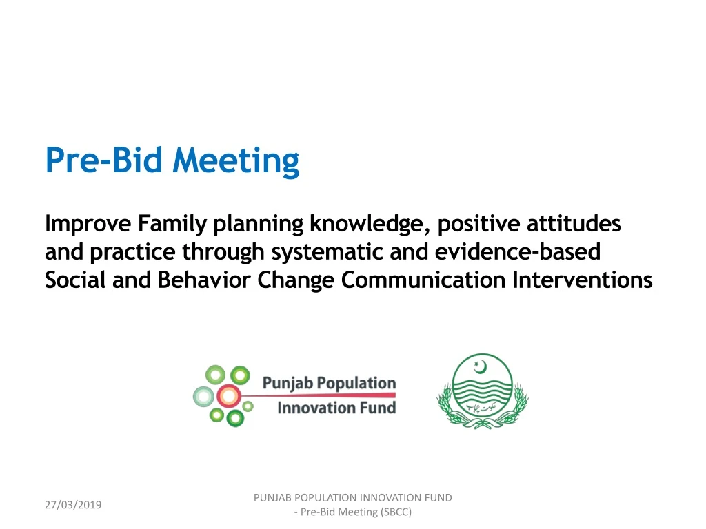 pre bid meeting improve family planning knowledge