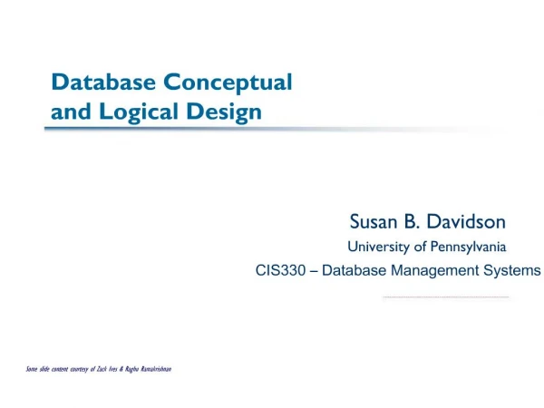Database Conceptual and Logical Design