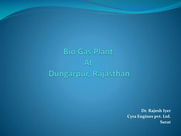 Bio Gas Plant At Dungarpur, Rajasthan