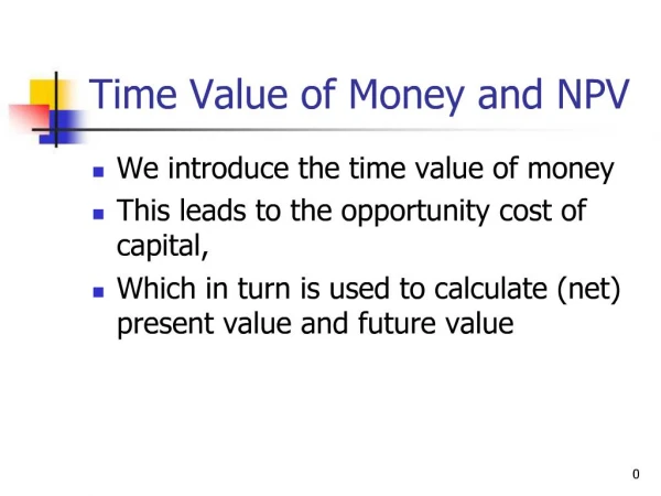 Time Value of Money and NPV