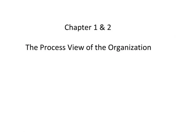 Chapter 1 2 The Process View of the Organization