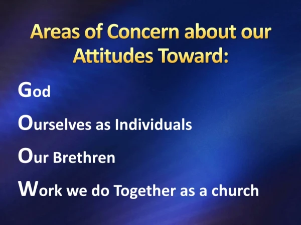 Areas of Concern about our Attitudes Toward: