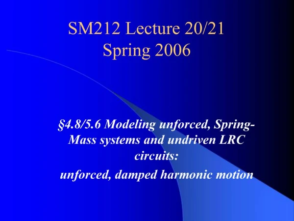 SM212 Lecture 20
