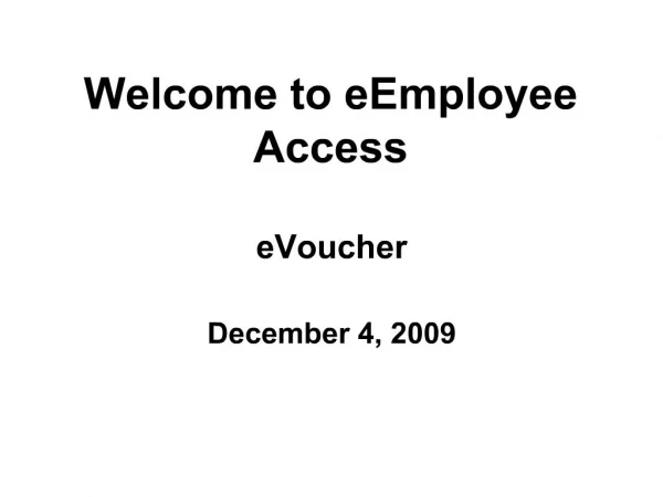 Welcome to eEmployee Access