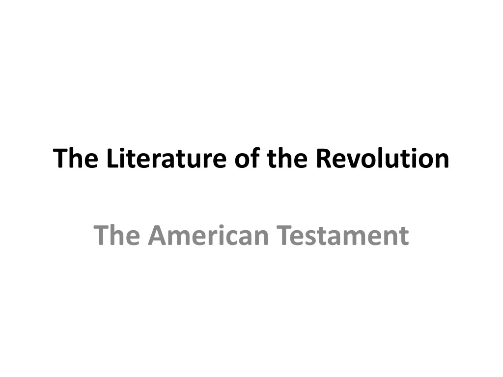 the literature of the revolution