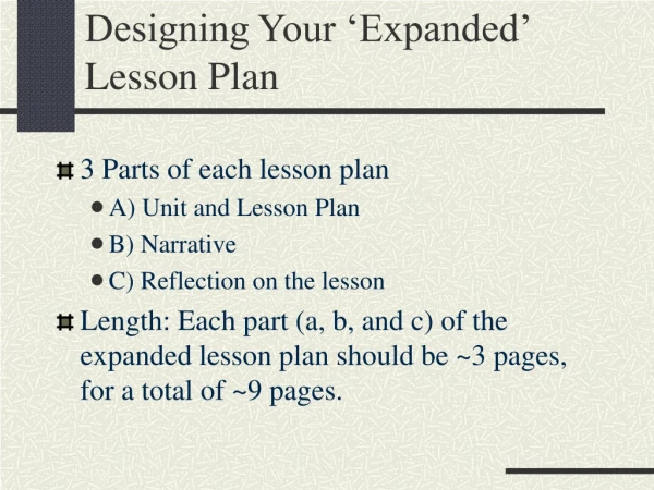 Designing Your ‘Expanded’ Lesson Plan