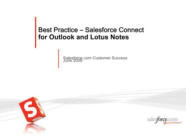Best Practice Salesforce Connect for Outlook and Lotus Notes