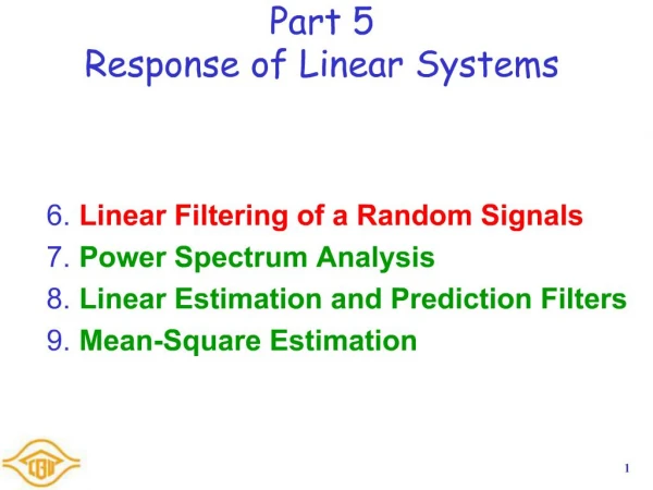 Part 5 Response of Linear Systems