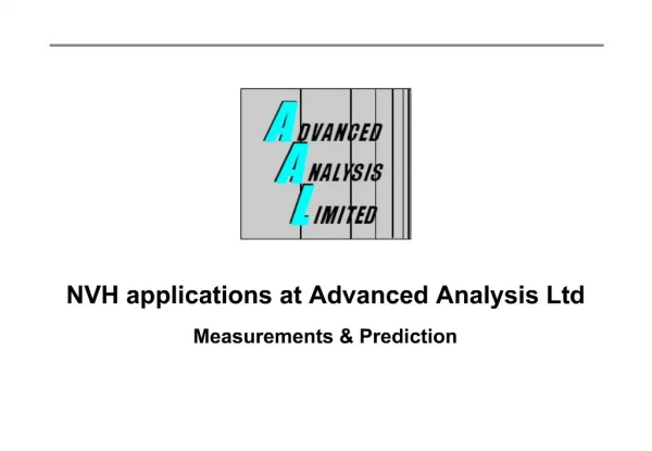 NVH applications at Advanced Analysis Ltd