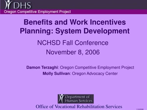 Benefits and Work Incentives Planning: System Development